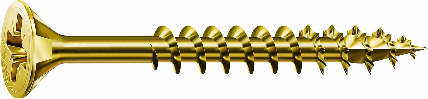 SPAX Universal Screw, 3.5 x 45 mm, Pack of 1000, Phillips Z2, Countersunk Head, Partially Threaded, 4CUT, Yellox, 0291020350455