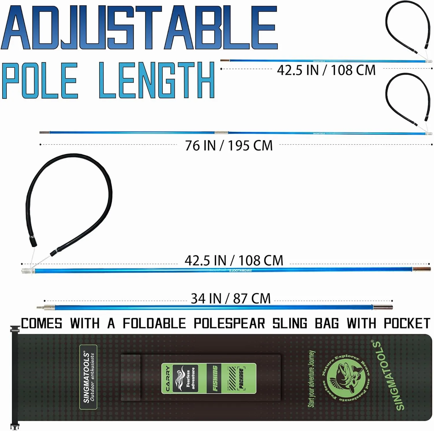 Spearfishing Pole Hawaiian Sling Fishing Spear Set Fiberglass Pole Spear Harpoon Spearfishing Gear