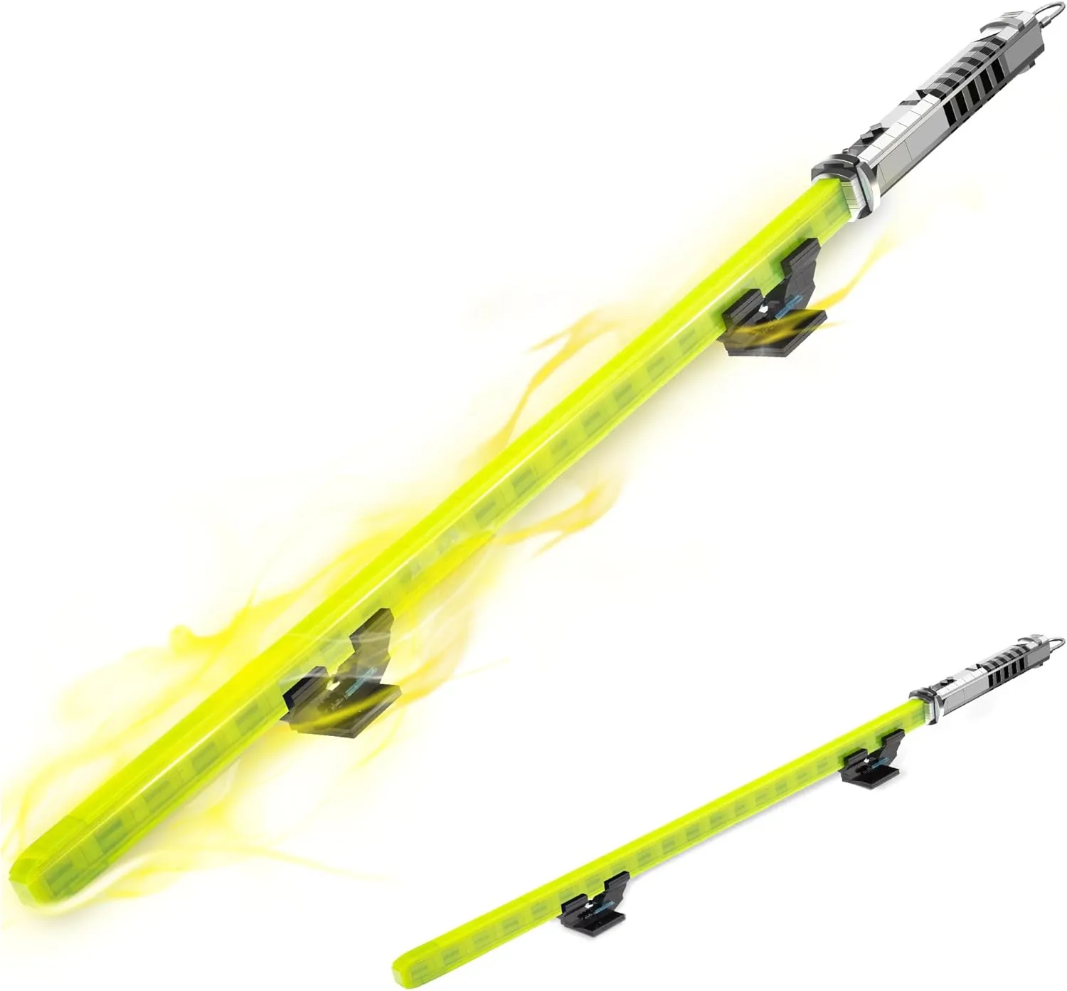Spece War Lightsaber Building Block Kit,Glow in The Dark Sword Dueling Model Building Set,for Adults,Kids(Yellow)
