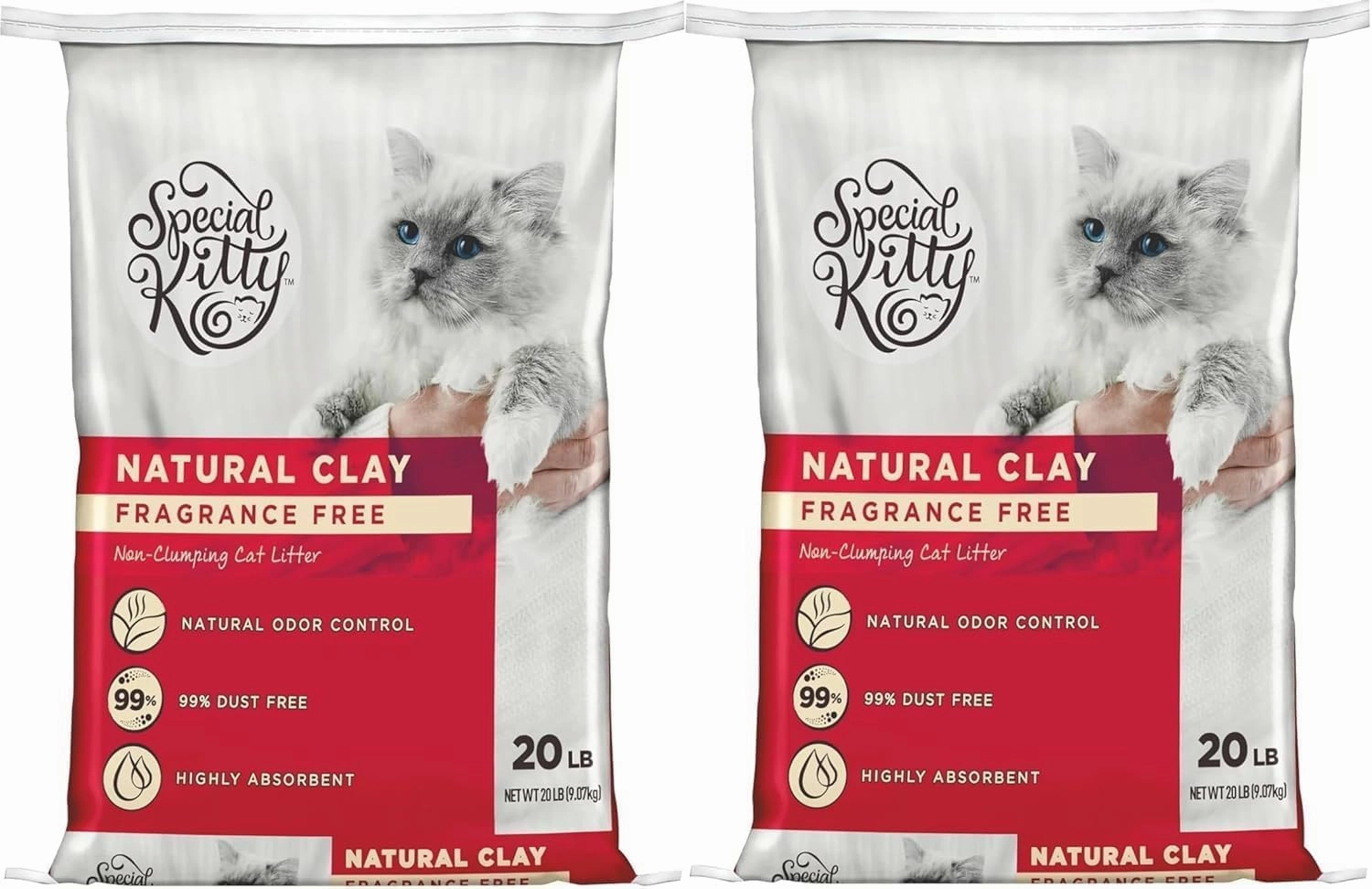 Special Kitty Unscented Non-Clumping Natural Clay Litter, 20 lbs (Pack 2)