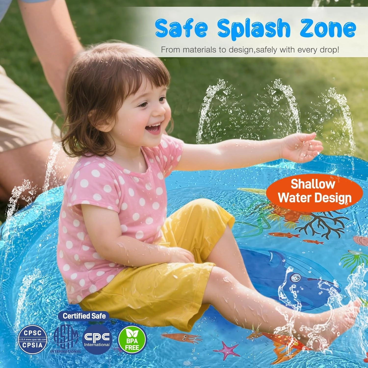 Splash Pad Sprinkler for Kids, 67" Light Up Splash Pads for Toddlers Outside Water Pad, Summer Outdoor Toys Sprinkler Play Mat for Babies, Children and Dogs, Day & Night Backyard Water Toys Gifts