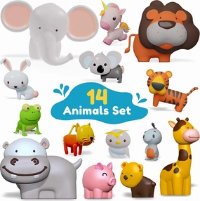 SplashEZ Mold Free Bath Toys for Babies & Toddlers, Animals No Hole Bath Toys for Kids, Toddler Gift, No Mold Bathtub Water Set for Kids, Pool, BPA-Free, Safe, Fun, Infant Ages 1 3 6 12 18 Months