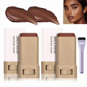 Splendor Serum Boosted Skin Tint Balm, Solid Tinted Moisturizing Serum Contour Stick Foundation Face Stick, Sweat-proof Portable for Women of All Skin Tones (#1-2PCS)