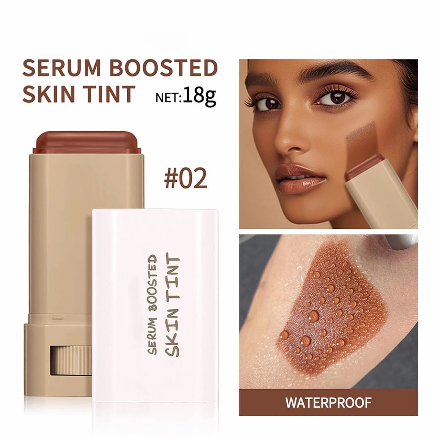 Splendor Serum Boosted Skin Tint Balm, Solid Tinted Moisturizing Serum Contour Stick Foundation Face Stick, Sweat-proof Portable for Women of All Skin Tones (#1-2PCS)