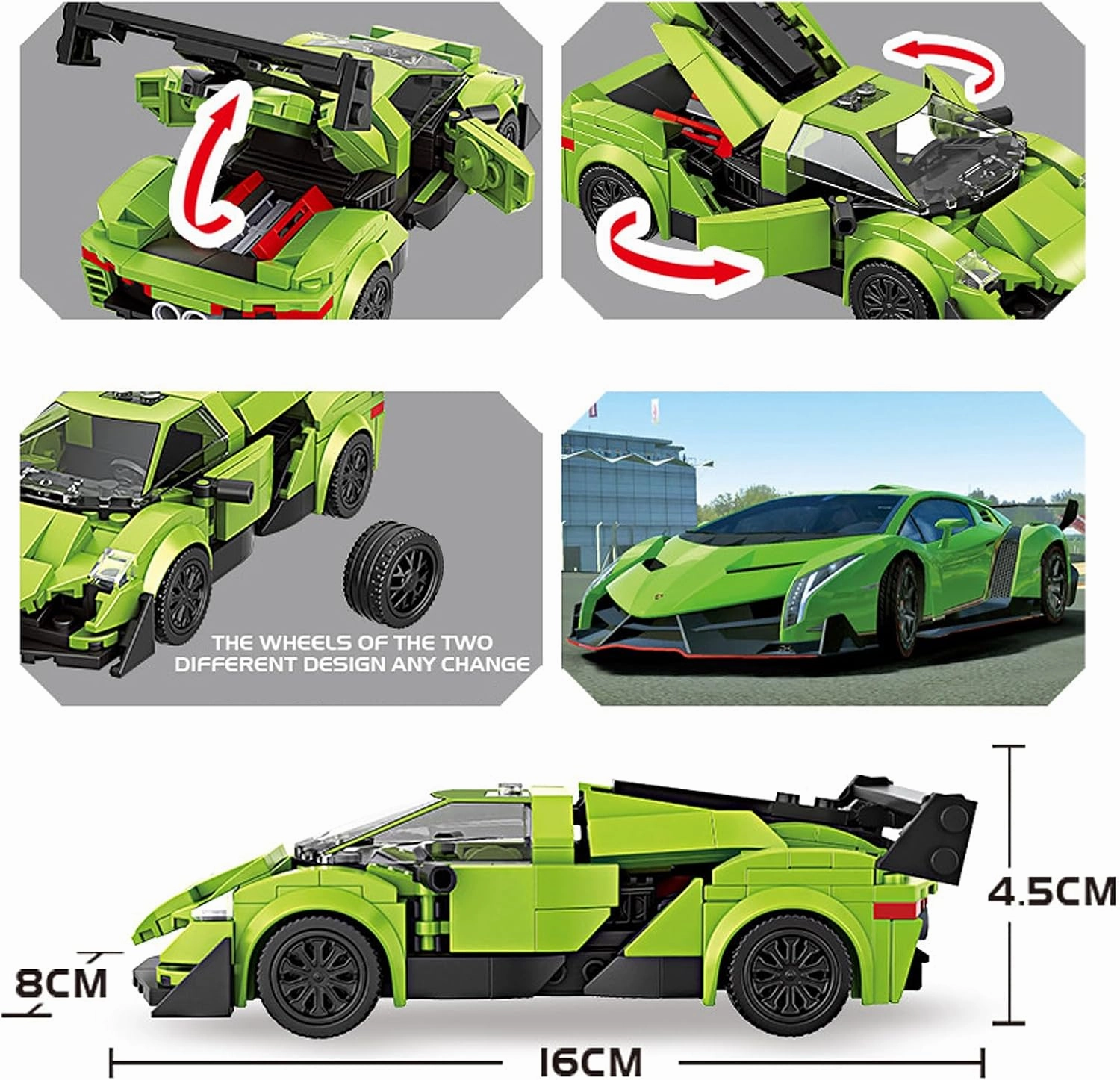 Sports Building Block Car Sets, Technic Super Race Cars Sets.A Great Option for Car Lovers. (Green 333Pcs)