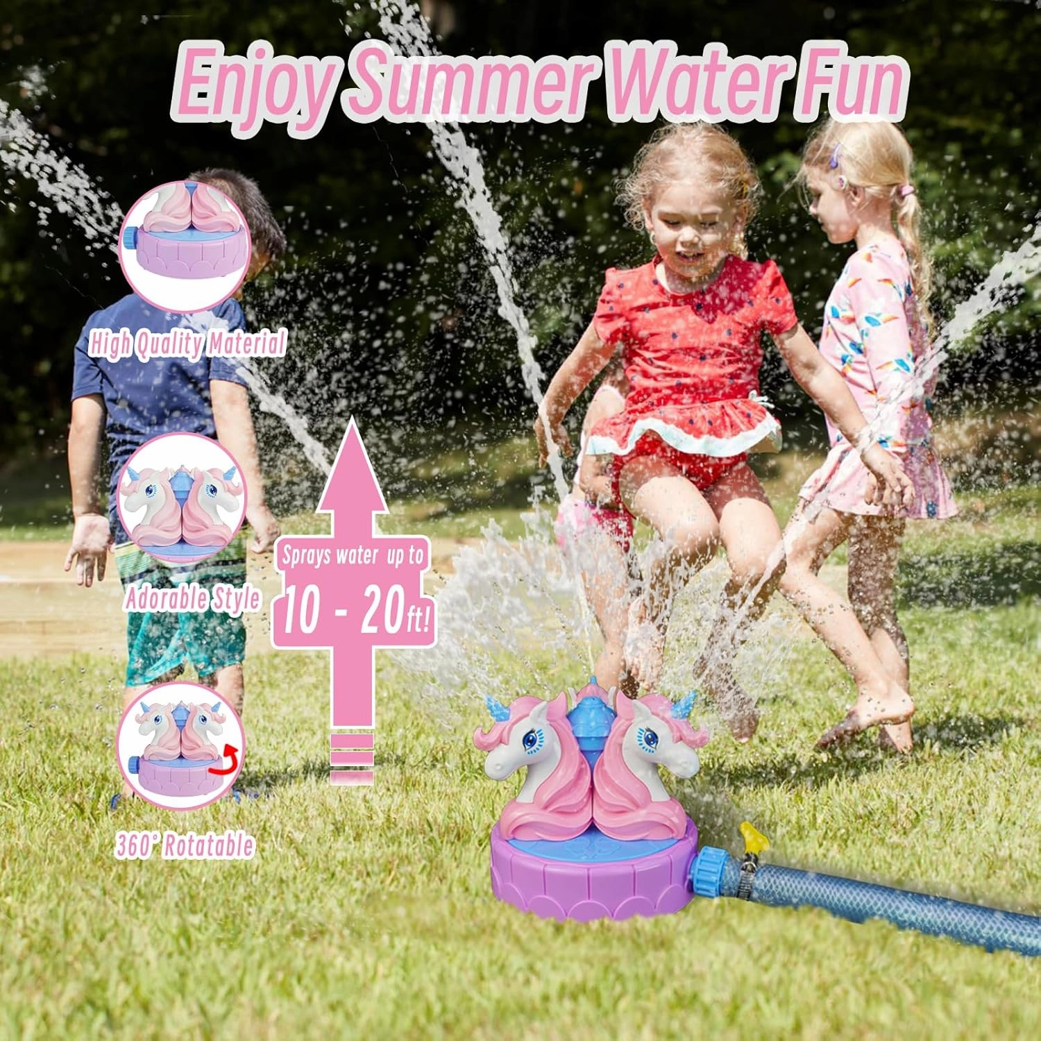 Sprinkler for Kids Outdoor Water Toys: Backyard Spinning Unicorn Toddler Sprinkler Toy - 360° Roating Spray Water Summer Outside Toys Attaches to Garden Hose Splashing Fun Toys for Boys Girls Gifts