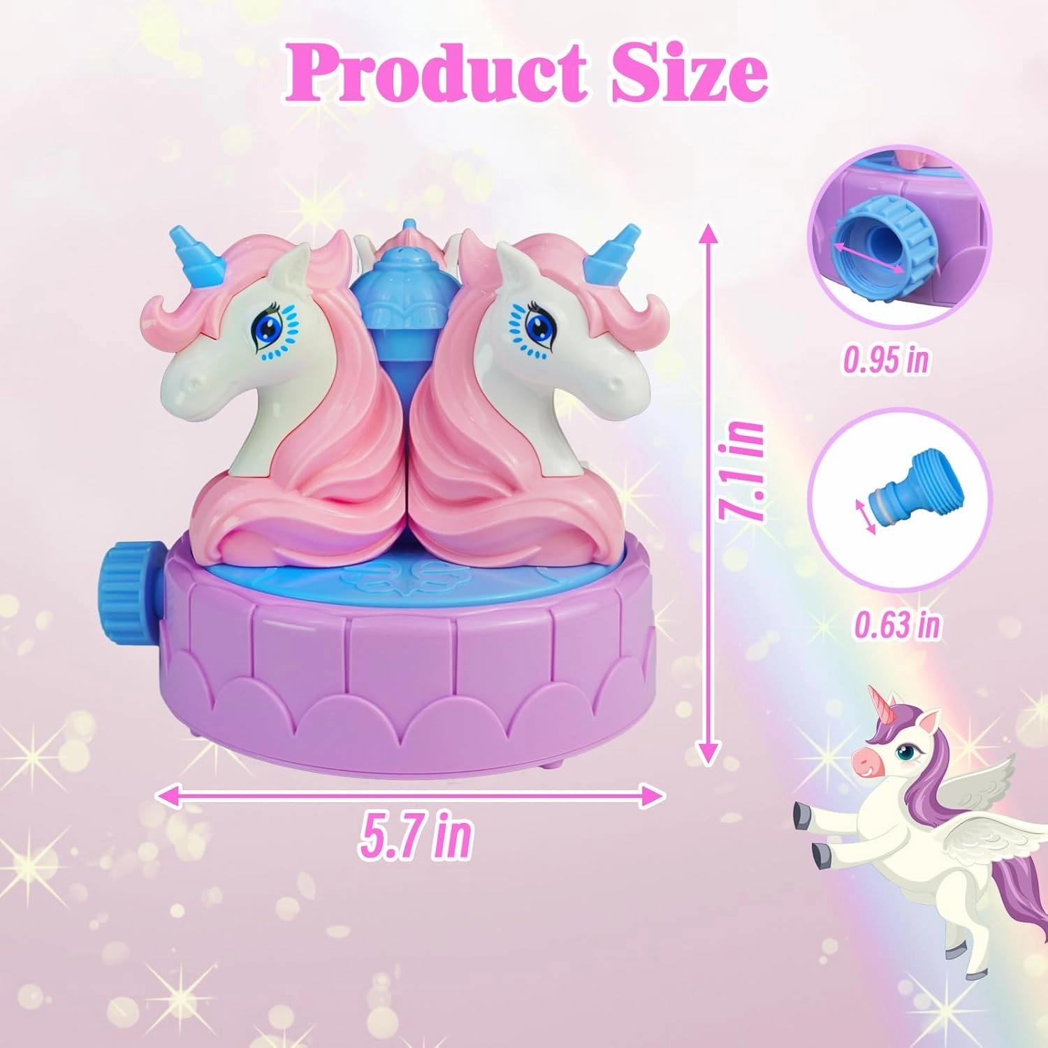 Sprinkler for Kids Outdoor Water Toys: Backyard Spinning Unicorn Toddler Sprinkler Toy - 360° Roating Spray Water Summer Outside Toys Attaches to Garden Hose Splashing Fun Toys for Boys Girls Gifts