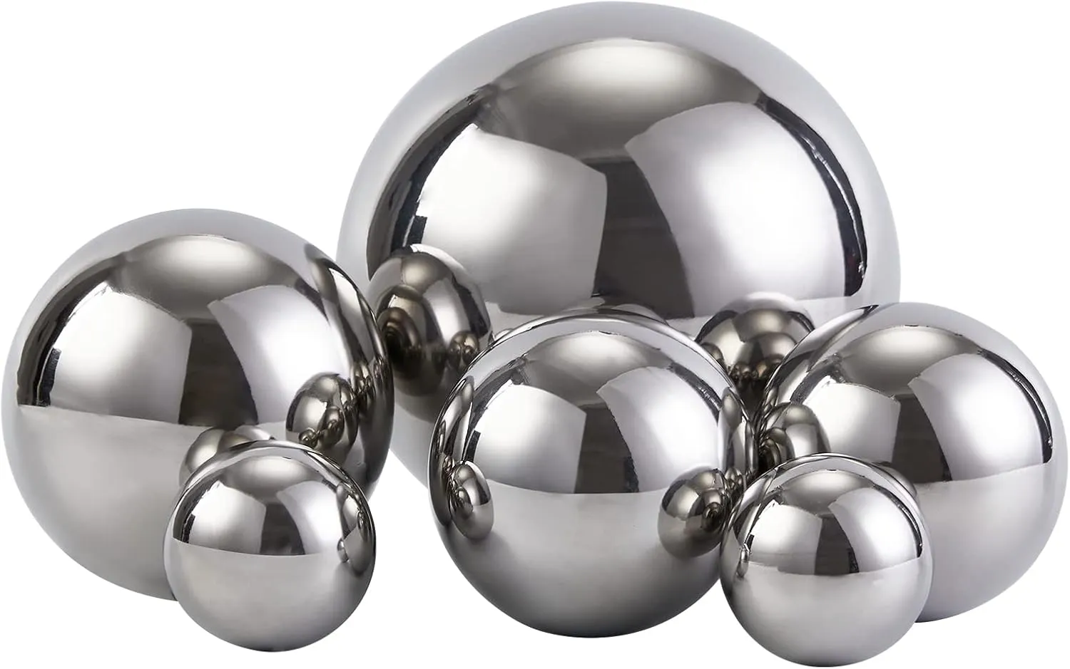Stainless Steel Decorative Balls, Shiny Decorative Orbs for Centerpiece Decor, Set of 6
