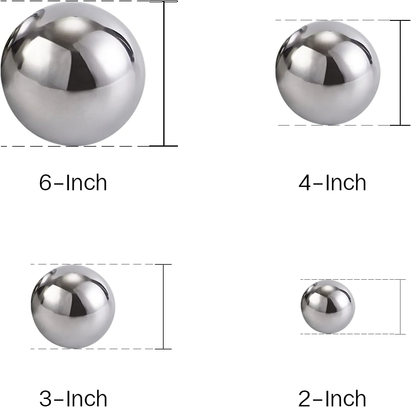 Stainless Steel Decorative Balls, Shiny Decorative Orbs for Centerpiece Decor, Set of 6