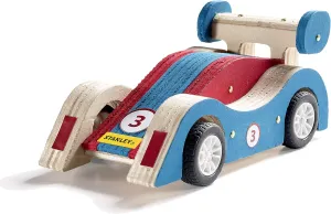 STANLEY Jr. DIY Pull Back Sports Car Building Kit for Kids JK030-SY: Children’s Boy Girl Wood Racer, Beginning Woodworking Set with Paints, Ages 5 to 12