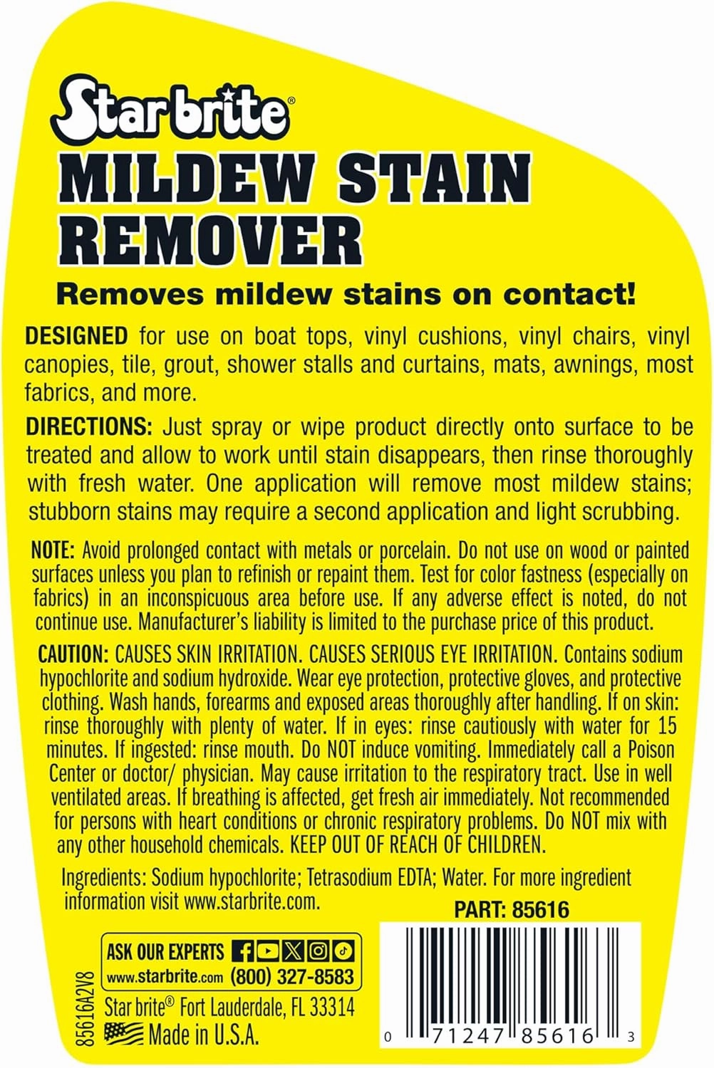 STAR BRITE Mold Stain & Mildew Stain Remover   Cleaner – Lifts Dirt & Removes Mildew Stains on Contact - 22 OZ Spray, clear (085616SS)