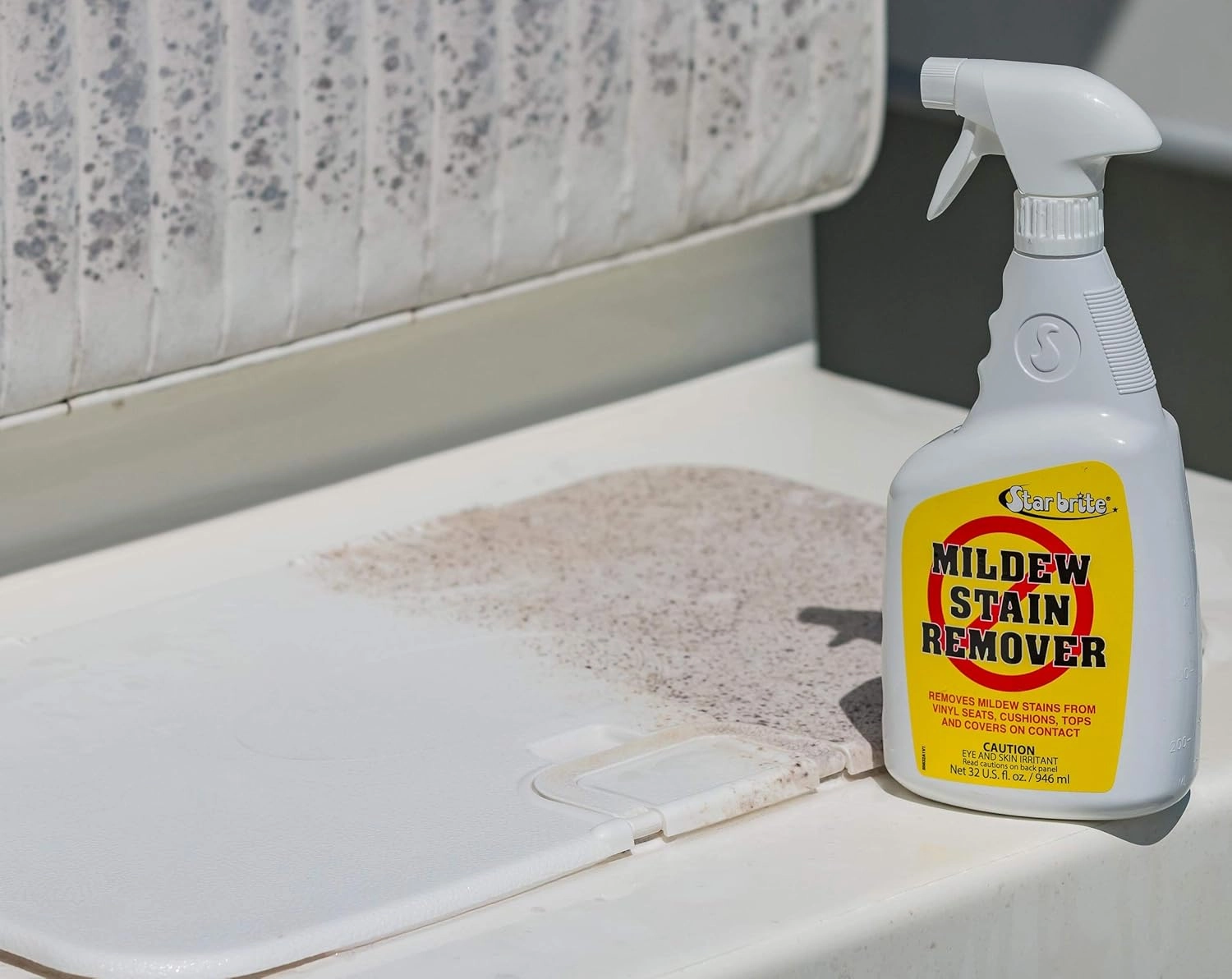 STAR BRITE Mold Stain & Mildew Stain Remover   Cleaner – Lifts Dirt & Removes Mildew Stains on Contact - 22 OZ Spray, clear (085616SS)
