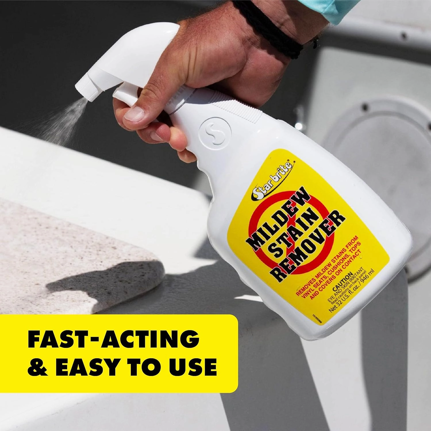 STAR BRITE Mold Stain & Mildew Stain Remover   Cleaner – Lifts Dirt & Removes Mildew Stains on Contact - 22 OZ Spray, clear (085616SS)