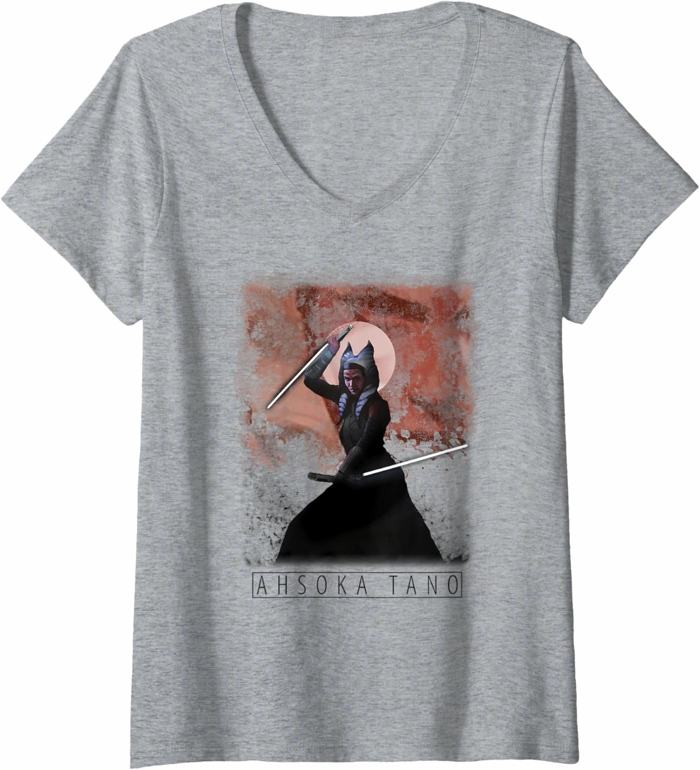 Star Wars: The Mandalorian Ahsoka Tano Painted Portrait R13 V-Neck T-Shirt