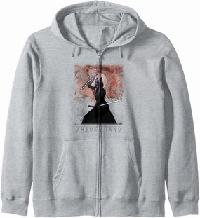 Star Wars: The Mandalorian Ahsoka Tano Painted Portrait R13 Zip Hoodie