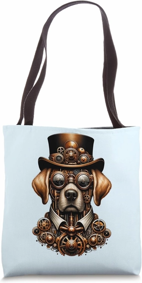 Steampunk Mechanical Pet Lovers Dog Mom And Dad Tote Bag