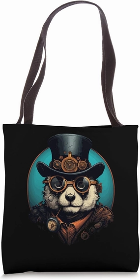 Steampunk Panda Tote Bag