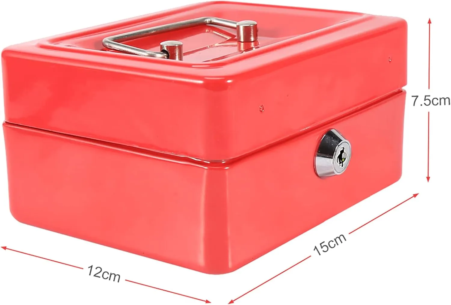 Steel Material Box Mini Box with 2 Keys Smooth Handle, for Jewelry Storage (Small Size Red 35x30x67cm/13 78x11 81x26 38in)