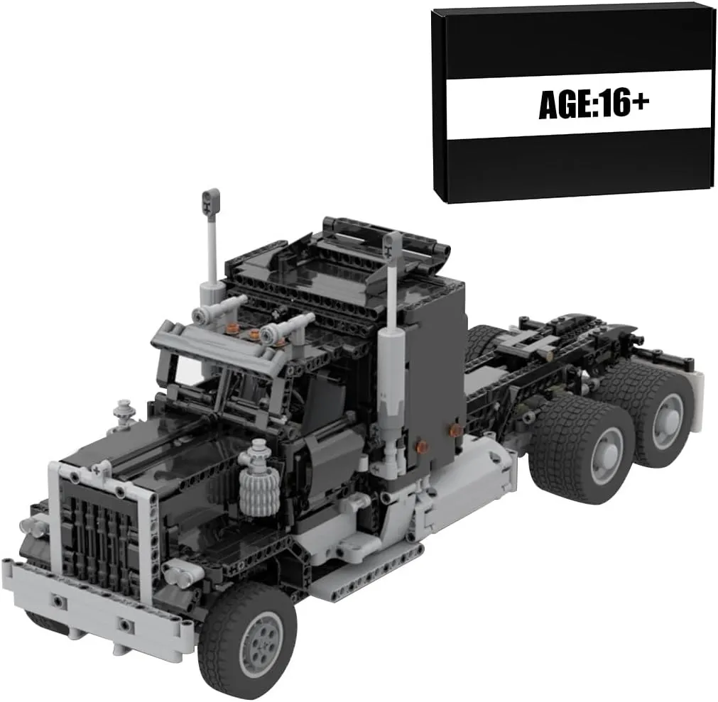 STEM Engineering Construction Toys,1447Pcs 1/17 Technology Series Electric RC Engineering Truck Trailer Model Bricks Kit Building Block MOC Set - Black, T9635FK18VKRMFUSIA16G9V