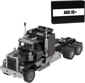 STEM Engineering Construction Toys,1447Pcs 1/17 Technology Series Electric RC Engineering Truck Trailer Model Bricks Kit Building Block MOC Set - Black, T9635FK18VKRMFUSIA16G9V