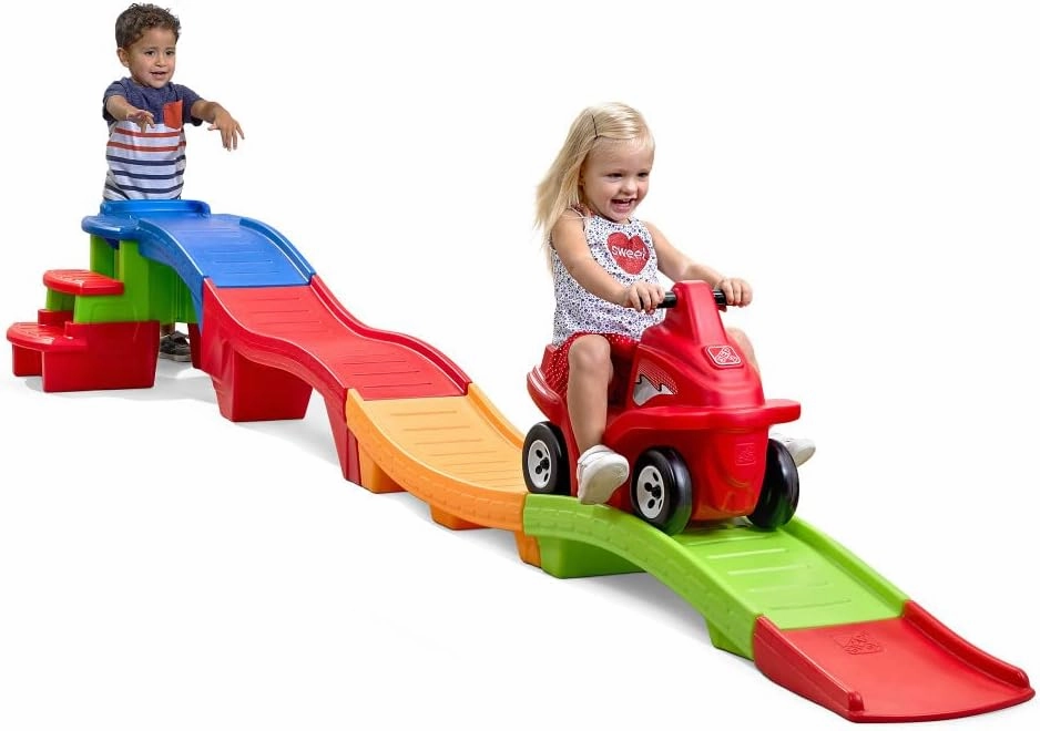 Step2 Farther & Faster Coaster Track Expansion Pack, Extra 3 Feet, Kids Ride On Toy Roller Coaster Track, Push Car, Indoor/Outdoor Playset, Made of Durable Plastic, For Toddlers 2-5 Years Old