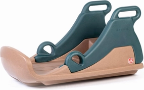 Step2 Snow Runner, Kids Ride On Toy & Outdoor Snow Sled & Toboggan, Fits 2 Riders, Made of Durable Plastic, Max Weight 120 lbs., for Toddlers 3-6 Years Old, Tan & Green