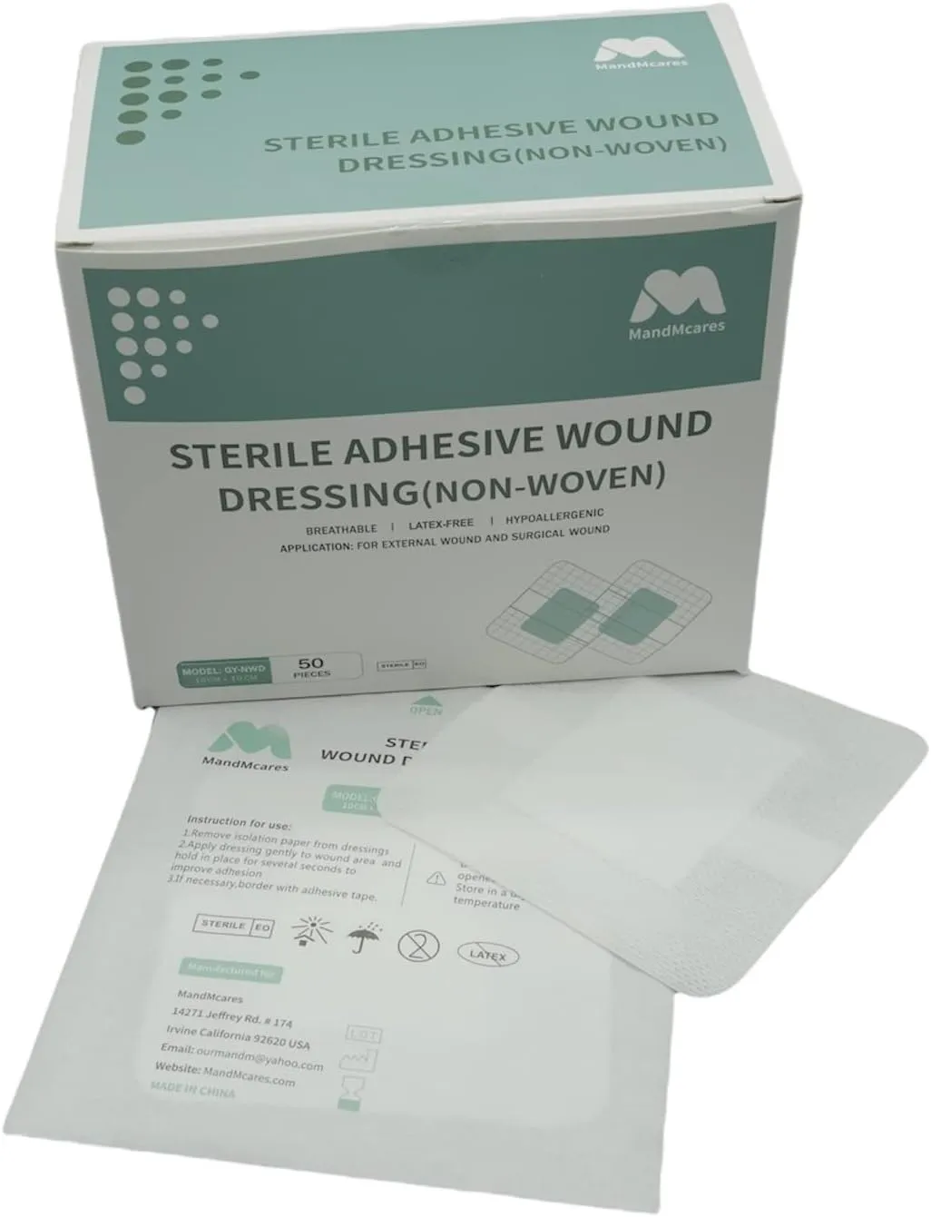 Sterile 4inch x 4inch Bordered Gauze-Island Dressing | Individually Packed Pouches | Wound Dressing Care with Adhesive, Breathable Borders | Highly Absorbent | Latex-Free (50)