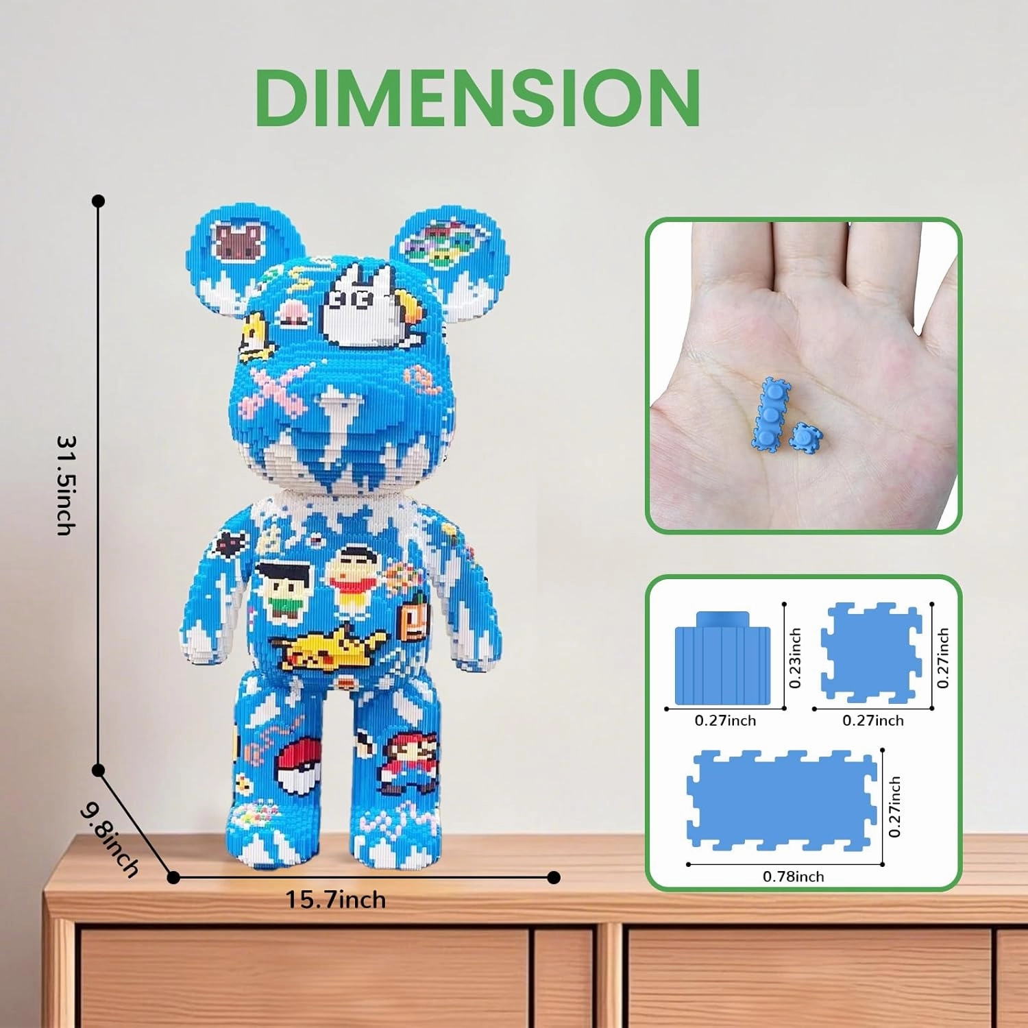 Sticker Graffiti Bear Building Blocks (21950 PCS), 3D Micro Animal DIY Bear Building Blocks for Adults & Teenager, Creative Toys Ideal Gift for Family & Friends