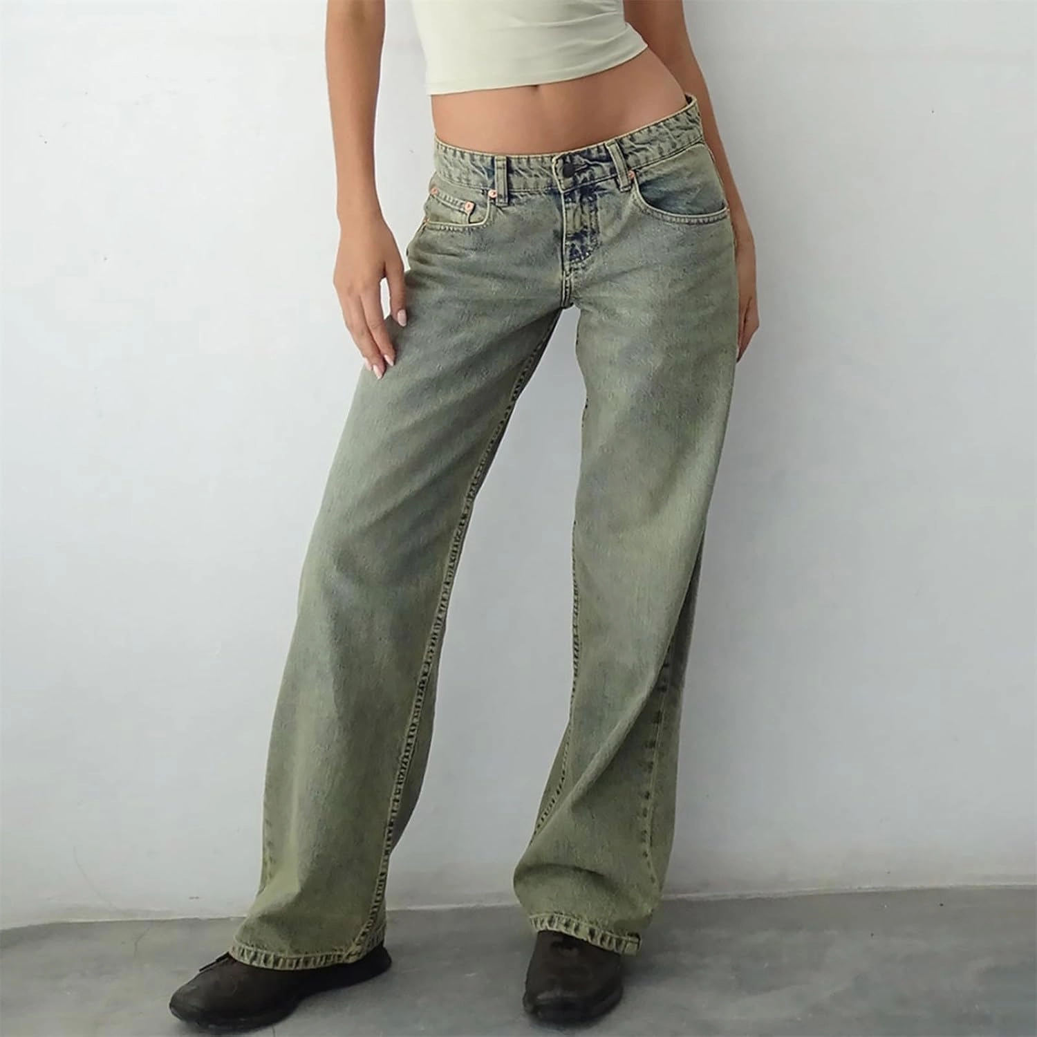 Straight Leg Jeans for Women,High Waisted Wide Leg Loose Microelastic Boyfriend Denim Pants Baggy Jeans for Women Y2K