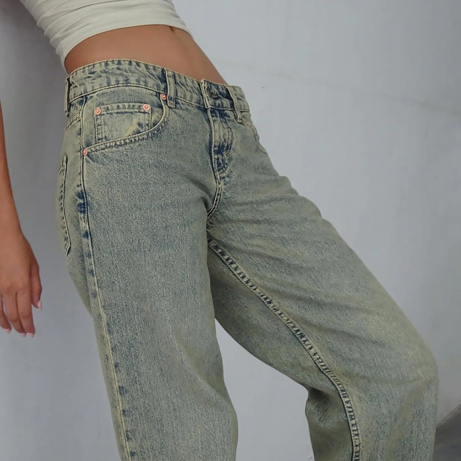 Straight Leg Jeans for Women,High Waisted Wide Leg Loose Microelastic Boyfriend Denim Pants Baggy Jeans for Women Y2K