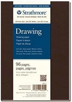Strathmore Art Journal, Cream Drawing Paper, Brown Softcover, 7.75x9.75 inches, 48 Sheets - Lay Flat Professional Artist Notebook for Ink, Sketching, Drawing