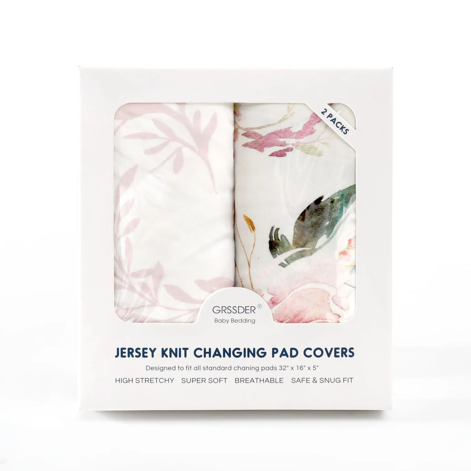 Stretch Ultra Soft Jersey Knit Changing Pad Cover Set 2 Pack, Change Table Pad Covers Fit 32"/34" x 16" Pads Safe and Snug, Pretty Flowers and Insects Pattern for Baby Girls