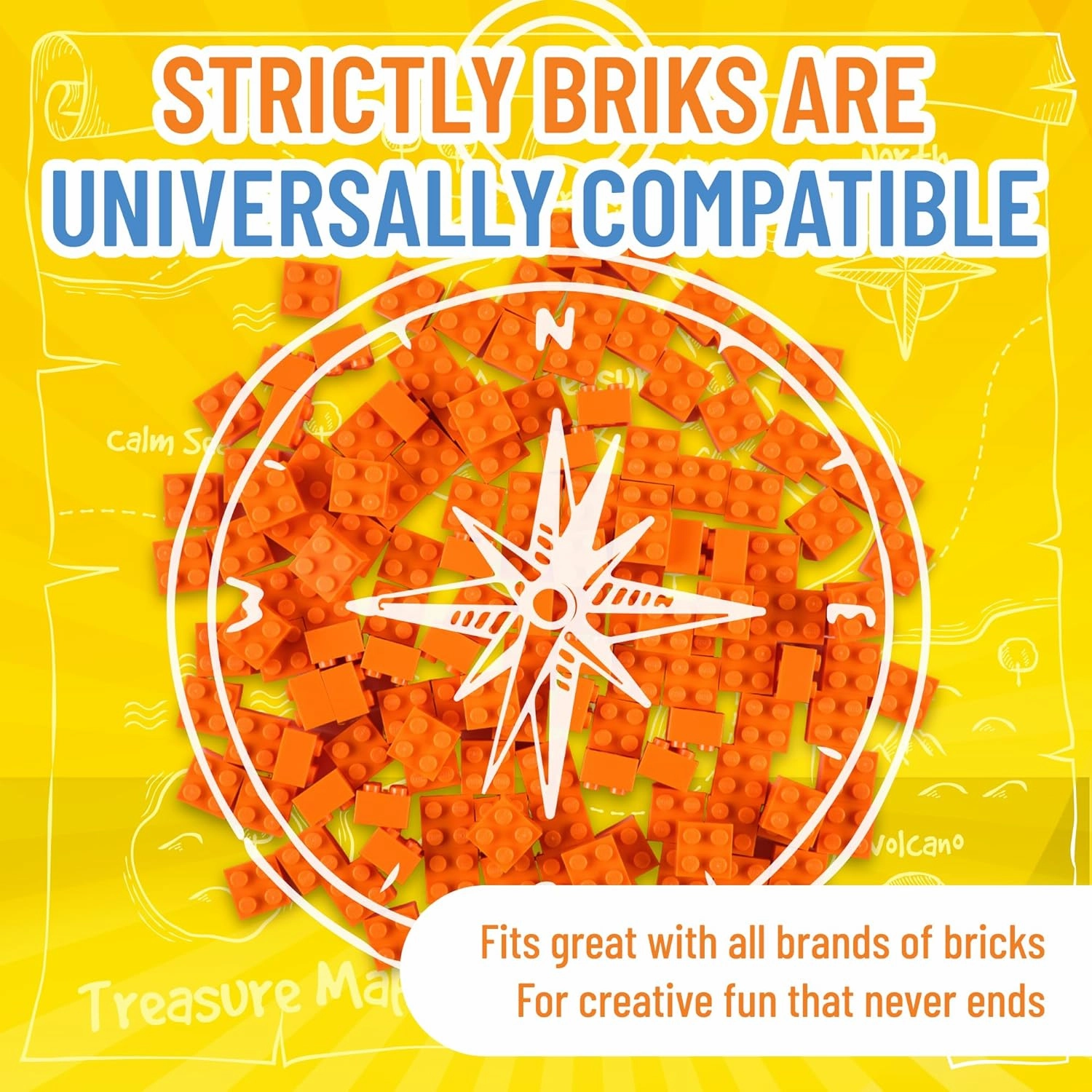 Strictly Briks Classic Bricks Starter Kit, Orange, 144 Pieces, 2x2 Inches, Building Creative Play Set for Ages 3 and Up, 100% Compatible with All Major Brick Brands