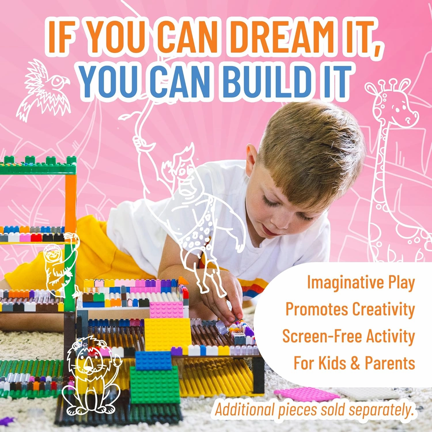 Strictly Briks Classic Bricks Starter Kit, Orange, 144 Pieces, 2x2 Inches, Building Creative Play Set for Ages 3 and Up, 100% Compatible with All Major Brick Brands