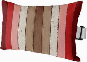 Striped Outdoor Head Resting Pillows with Insert Brown Red Modern Vintage Wood Texture Rectangle 1 Pack Waterproof Lumbar Pillows with Adjustable Elastic Strap for Patio Chaise Beach Chair, 11”x16”