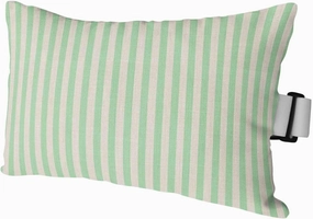 Striped Outdoor Head Resting Pillows with Insert Simple White Striped Green Stripes Vintage Linen 1 Pack Waterproof Lumbar Pillows with Adjustable Elastic Strap for Patio Chaise Beach Chair, 12”x20”