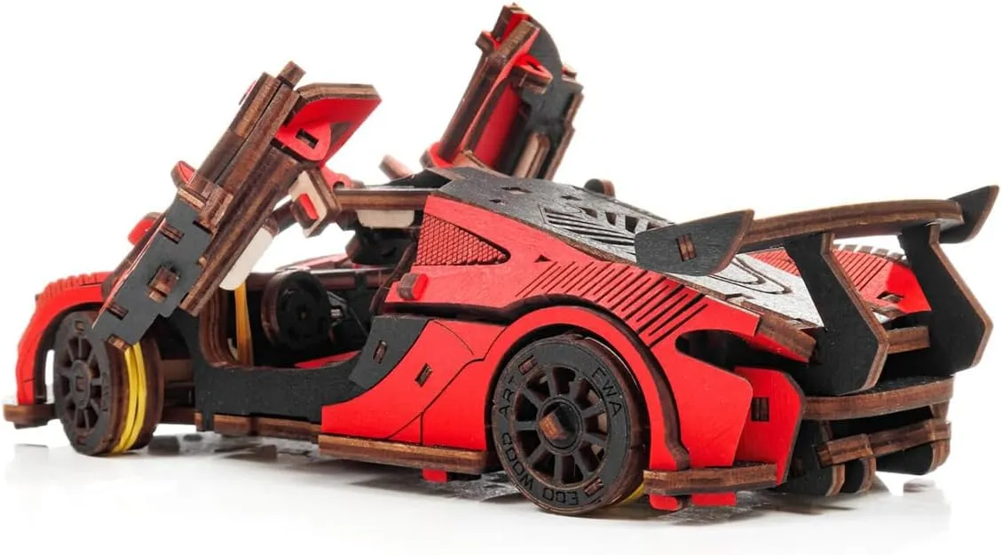 StrucToys 3D Wooden Racing Car Model Kits for Adults, DIY 237PCS Supercar Puzzle Building Set, Collectors Sports Car Design Craft Kit(Red)