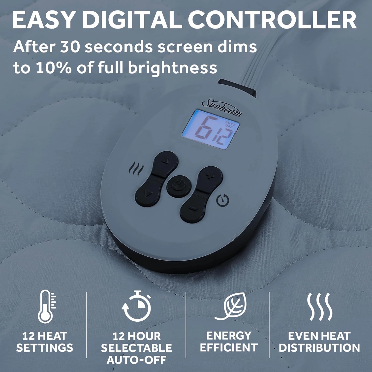 Sunbeam Restful Quilted Water Resistant Heated Mattress Pad - Twin