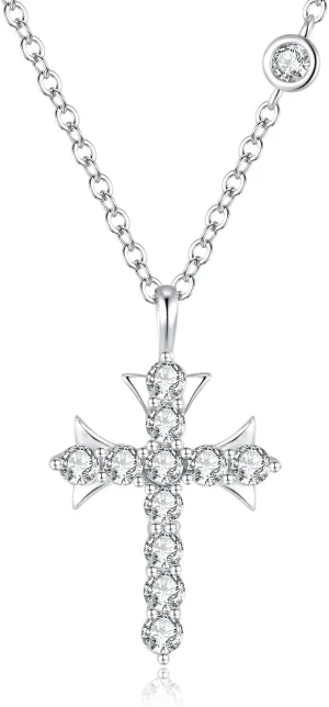 SUNFEEL Chrome Hearts Necklace, Sterling Silver Cross Necklaces for Women, Fashion Jewelry