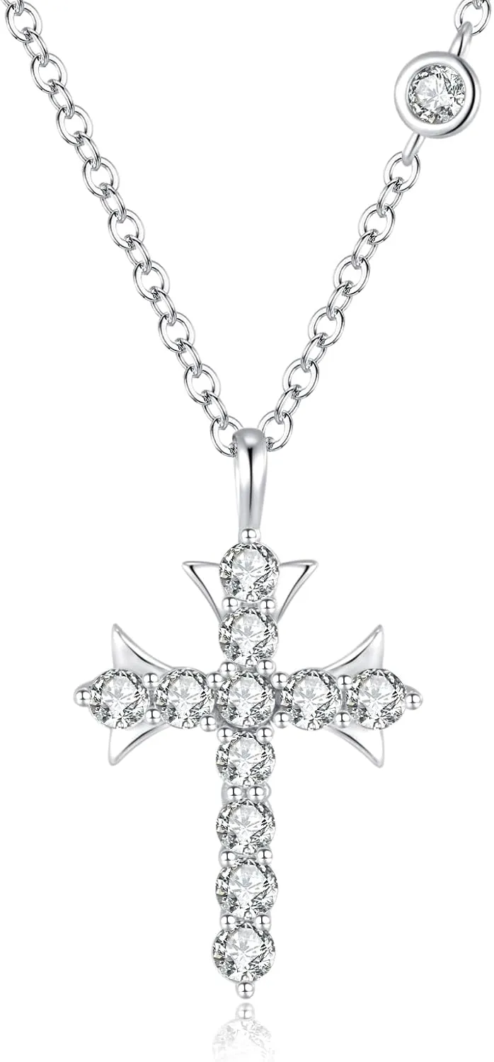 SUNFEEL Chrome Hearts Necklace, Sterling Silver Cross Necklaces for Women, Fashion Jewelry