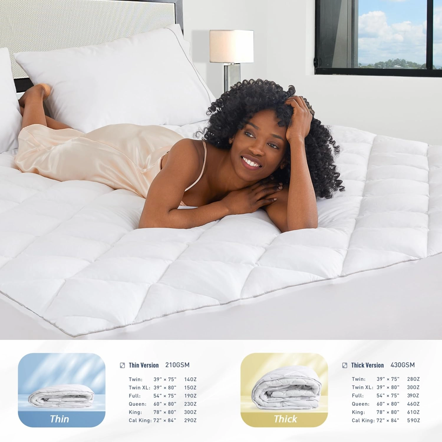 Sunflower Queen Mattress Pad Cover, Cotton Mattress Cover Hypoallergenic, Extra Deep Pocket 18"-22" Quilted Mattress Protector Queen Size Thin Version, Soft Breathable and Noiseless