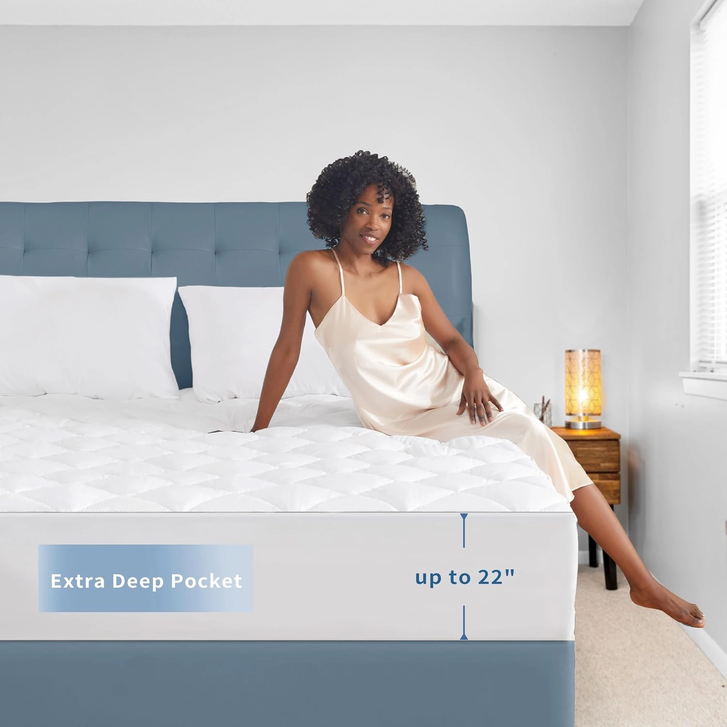 Sunflower Queen Mattress Pad Cover, Cotton Mattress Cover Hypoallergenic, Extra Deep Pocket 18"-22" Quilted Mattress Protector Queen Size Thin Version, Soft Breathable and Noiseless