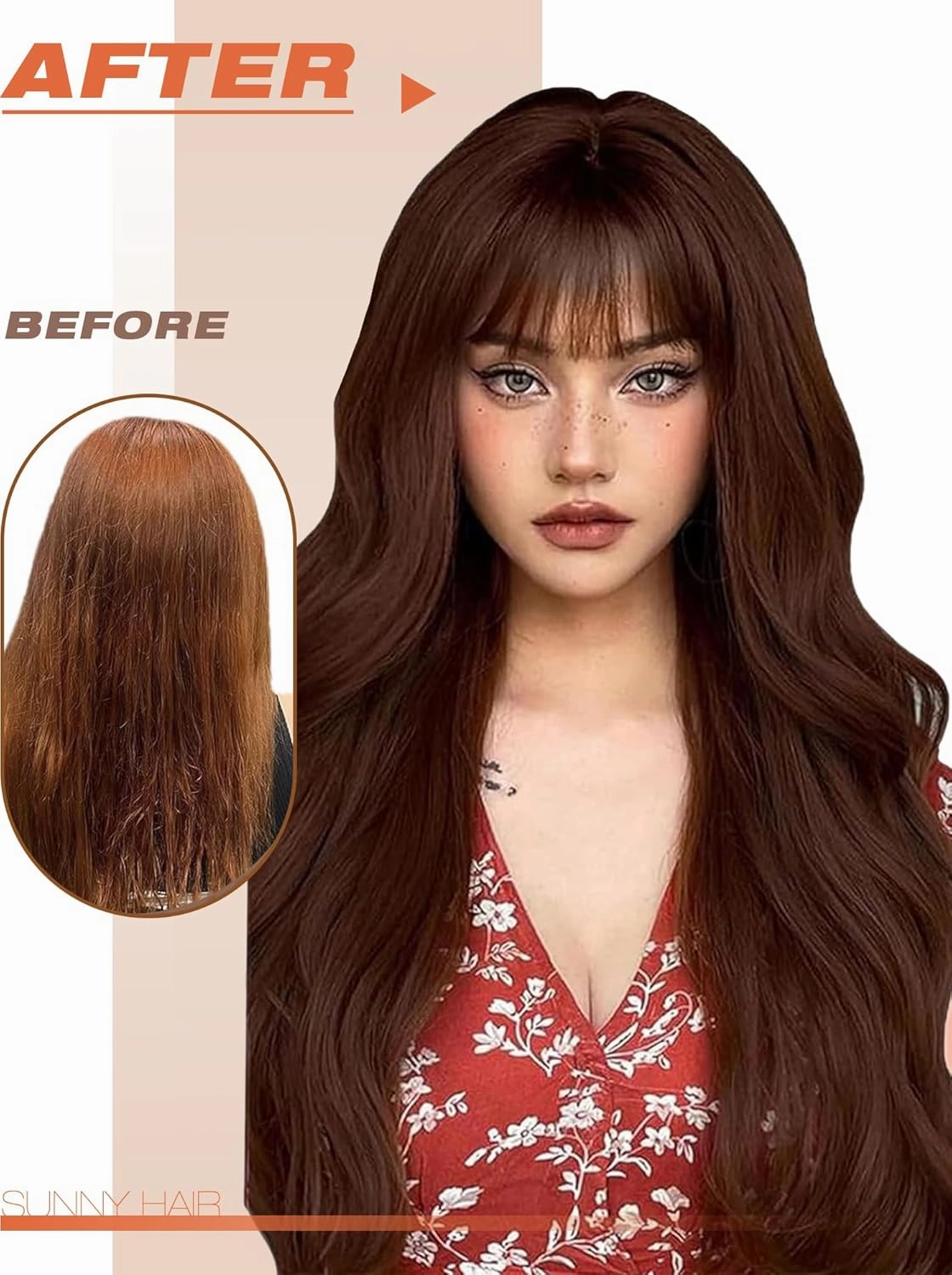 Sunny Hair Tape in Hair Extensions Real Human Hair Invisible Remy Hair Extensions Tape ins for Women Auburn Brown 22 inch 20Pcs 50G