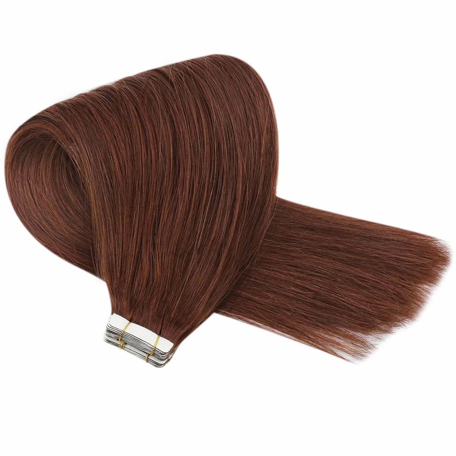 Sunny Hair Tape in Hair Extensions Real Human Hair Invisible Remy Hair Extensions Tape ins for Women Auburn Brown 22 inch 20Pcs 50G