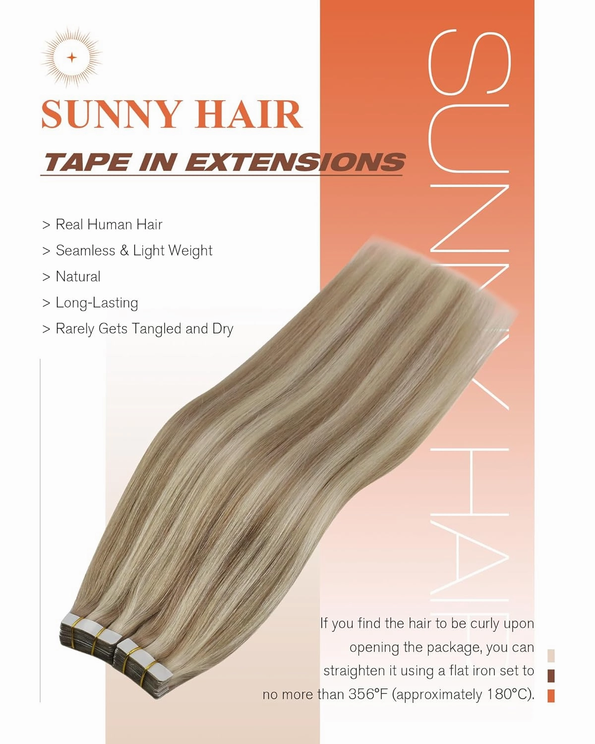 Sunny Hair Tape in Hair Extensions Real Human Hair Invisible Remy Hair Extensions Tape ins for Women Lightest Brown Highlight Platinum Blonde 22 inch 20Pcs 50G