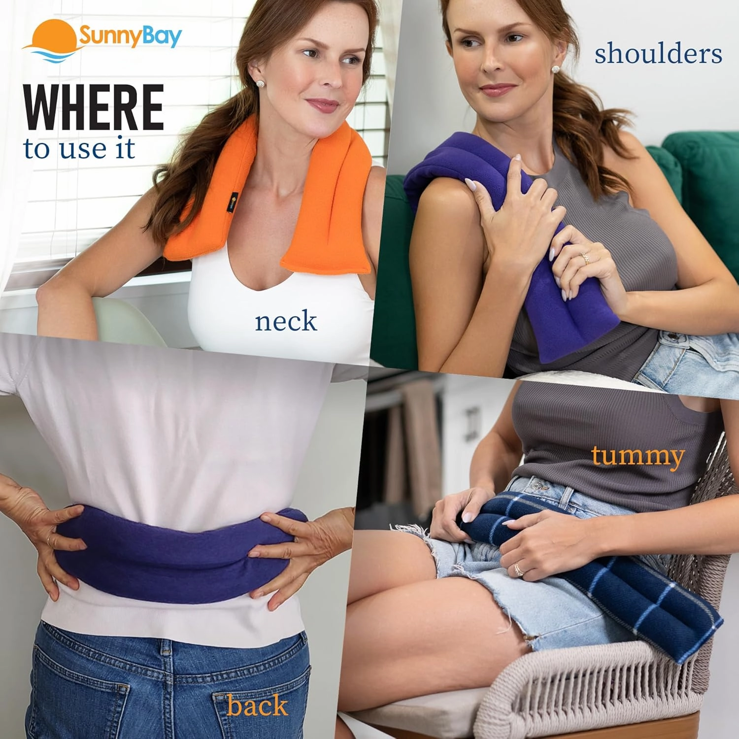 SunnyBay Microwave Heating Pad, Microwavable Moist Heated Neck and Shoulder Wrap, Versatile Weighted Beanbag Cold Pack or Warm Compress for Pain Relief, 26x4 Inches, Purple