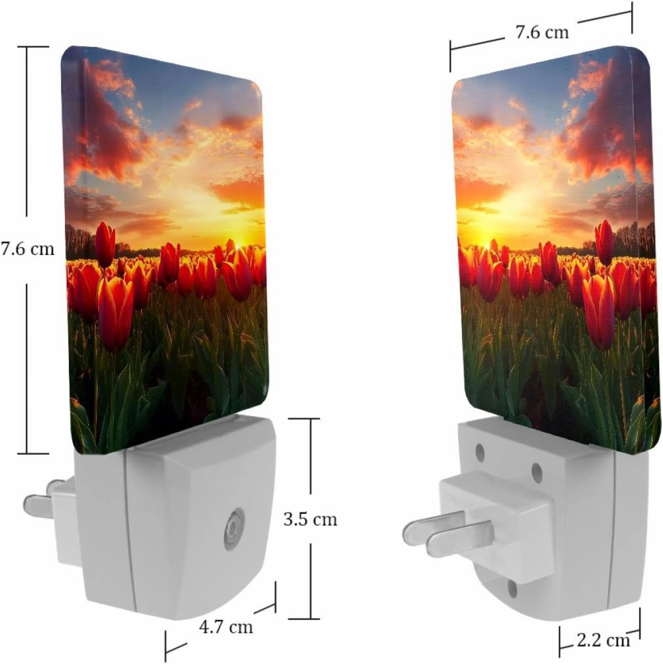 Sunset Tulip Field Plug in LED Night Light Auto Sensor Dusk to Dawn Decorative Night for Bedroom, Bathroom, Kitchen, Hallway, Stairs, Hallway, Baby's Room, Energy Saving
