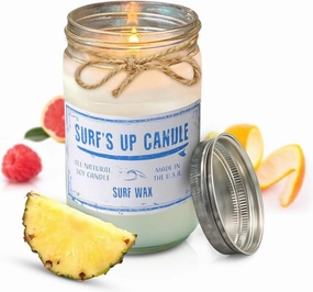 Surf's Up Surf Wax Natural Soy Candles Non Toxic Home Luxury Scents — Coastal Home Decor Scented Candles with 80 Hours Burn Time