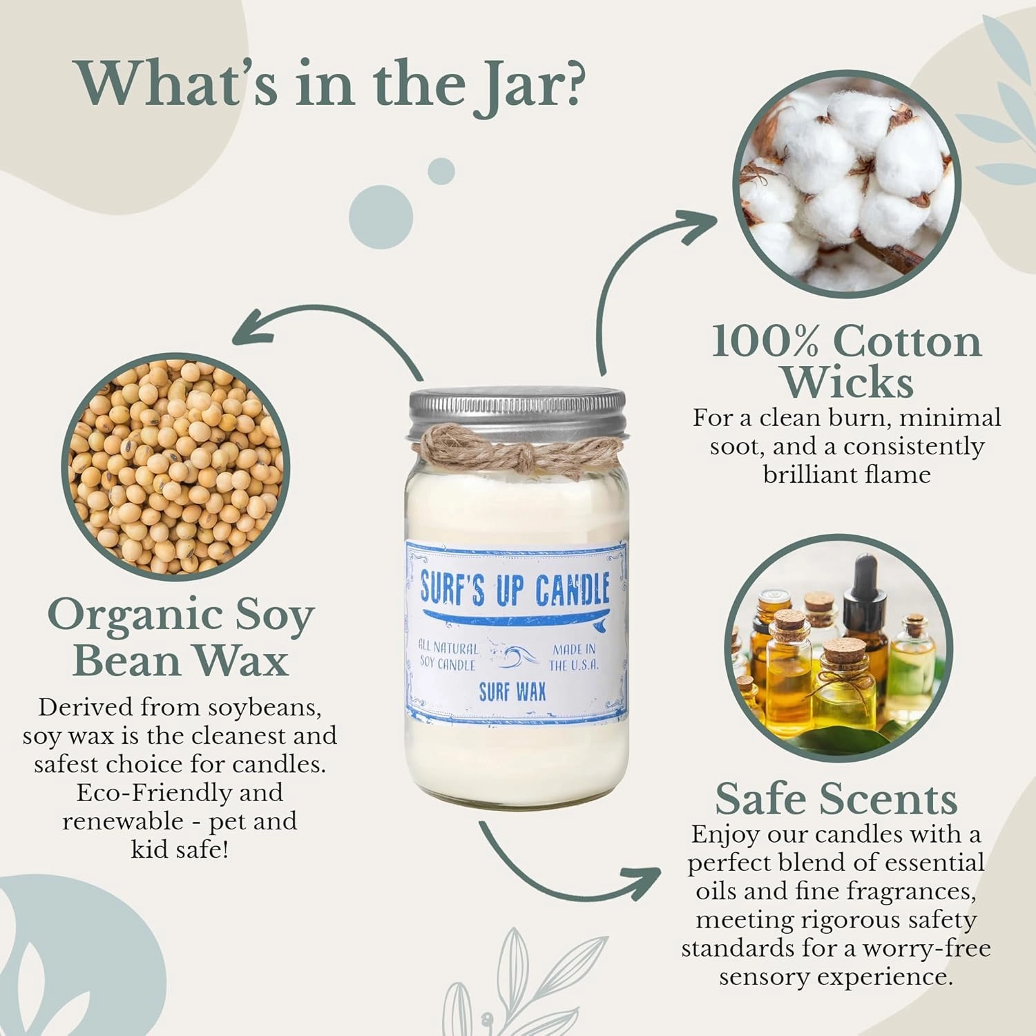 Surf's Up Surf Wax Natural Soy Candles Non Toxic Home Luxury Scents — Coastal Home Decor Scented Candles with 80 Hours Burn Time