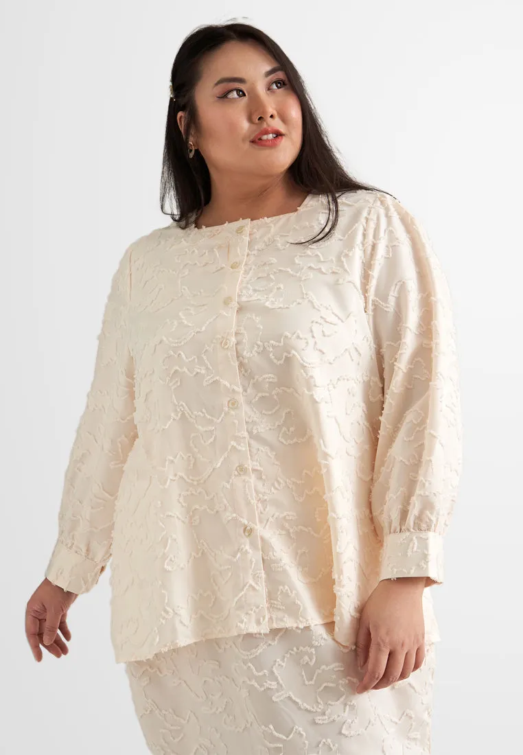 Susila Fluffy Tuft Button Kurung Set